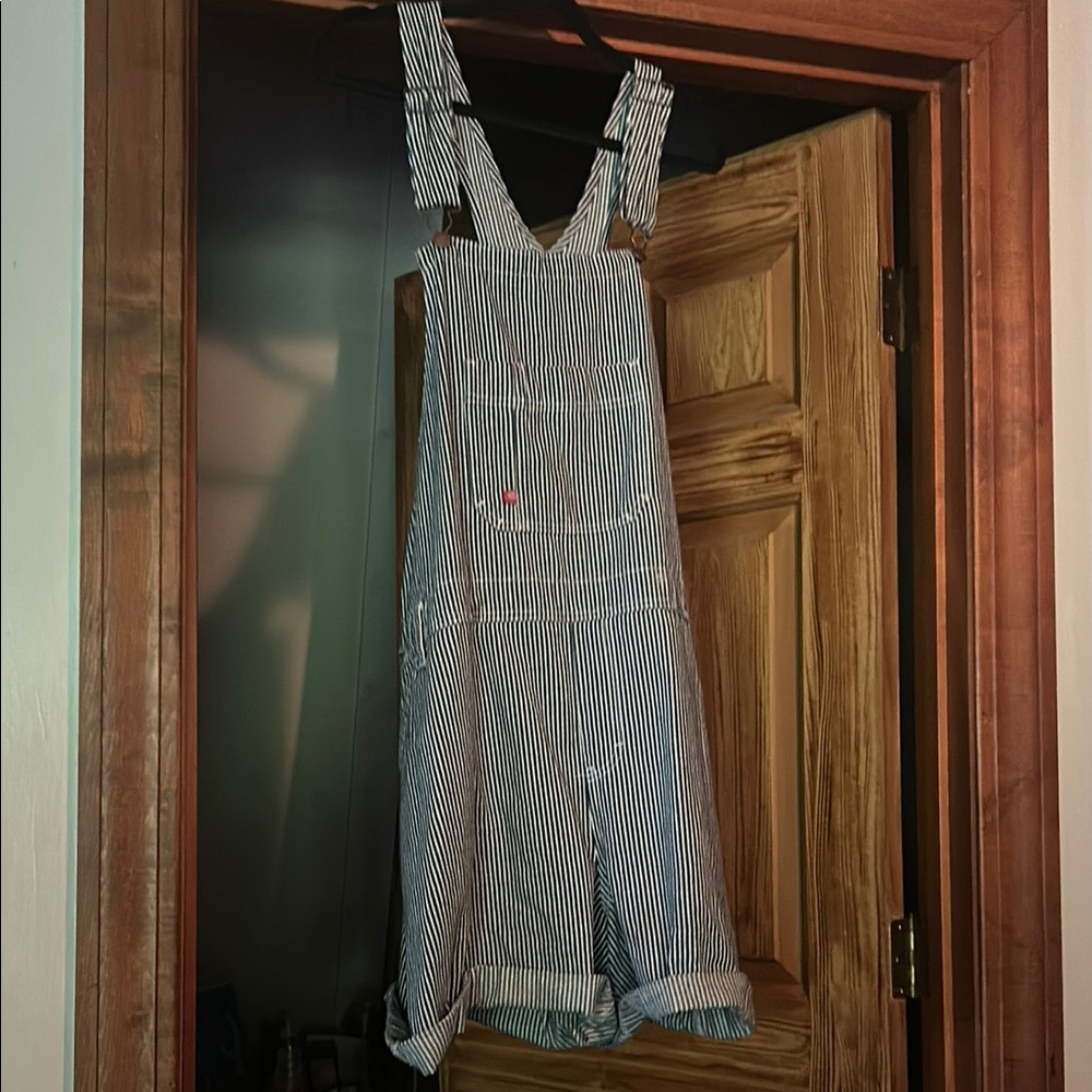 Dickies Blue and White Striped Jumpsuit